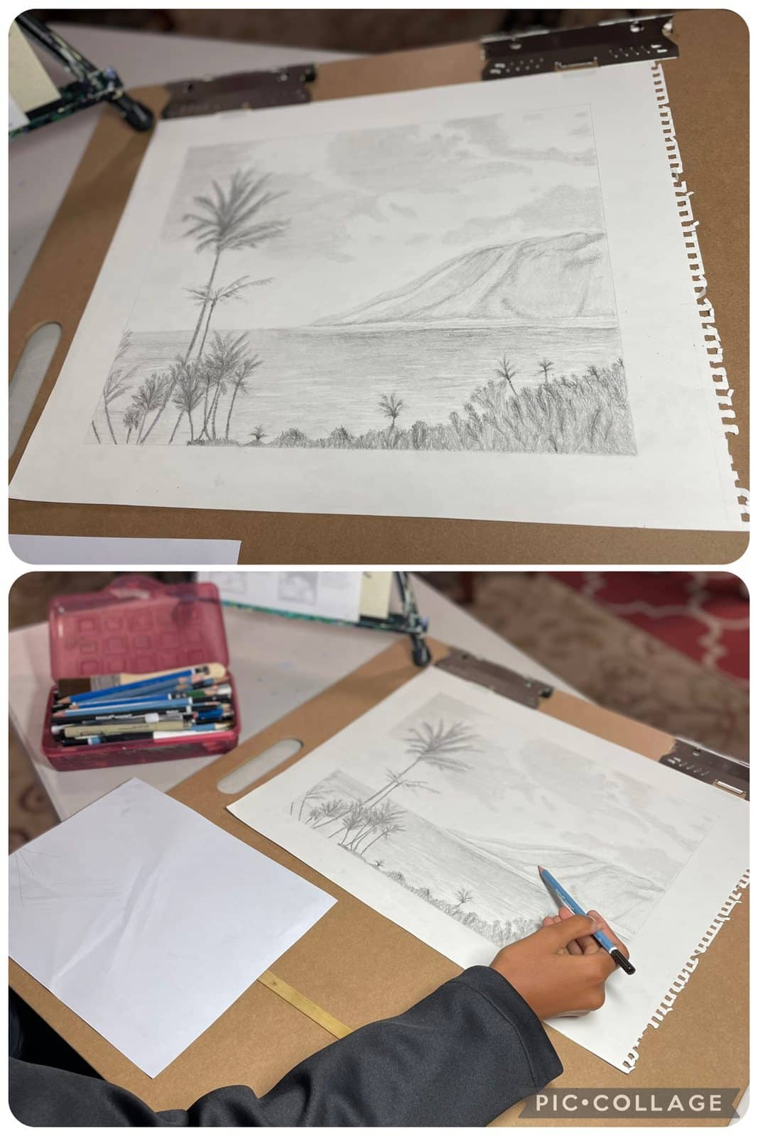 Student artwork and creative process at Imagination Arts.